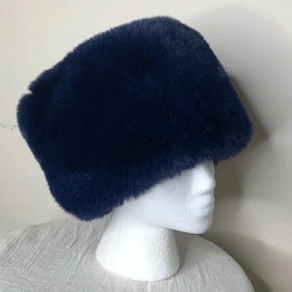 PLUSH, NEW "MAGID" Ladies Hat (Faux Fur) Royal Blue - Picture 2 of 5